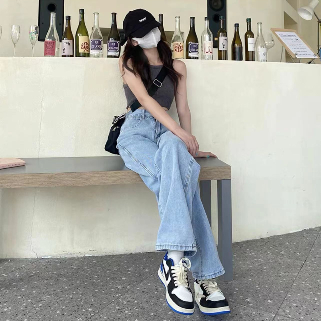 จัดส่งที่รวดเร็ว️ใหม่แนะนำ กางเกงยีนส์ ทรงกระบอกตรง ชายลุ่ย เอวสูง Jean FOR WOMEN ยีนส์ผู้หญิง กางเกงผู้หญิง Outfits Clo - รูปที่ 5