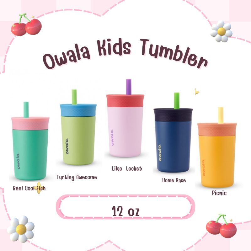 (พร้อมส่ง นำเข้า🇺🇸)Owala Kids' Tumbler แก้วเก็บความเย็น ใ่ส่ได้ทั้งเครื่องดื่ม,ชา หรือกาแฟเย็น ขนาด1