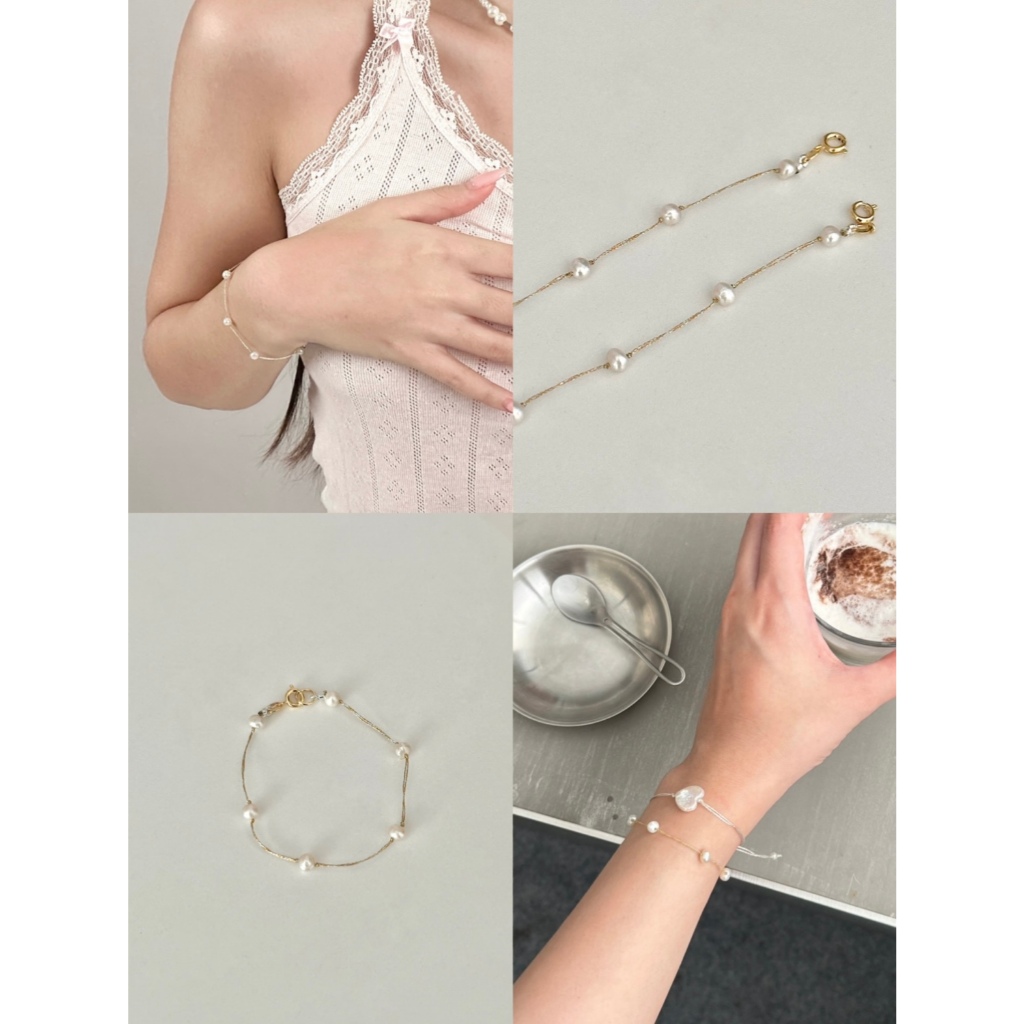nice try studio – Glitter String Pearl Bracelet สร้อยข้อมือไข่มุกแท้ #035