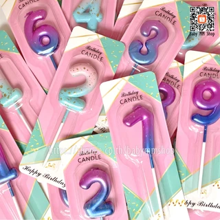 เทียนวันเกิด เทียนตัวเลขแบบไล่สี เทียนกลิตเตอร์ เทียนปักเค้ก เทียนเลขฉลองครบรอบสีชมพูฟ้า สีม่วงฟ้า