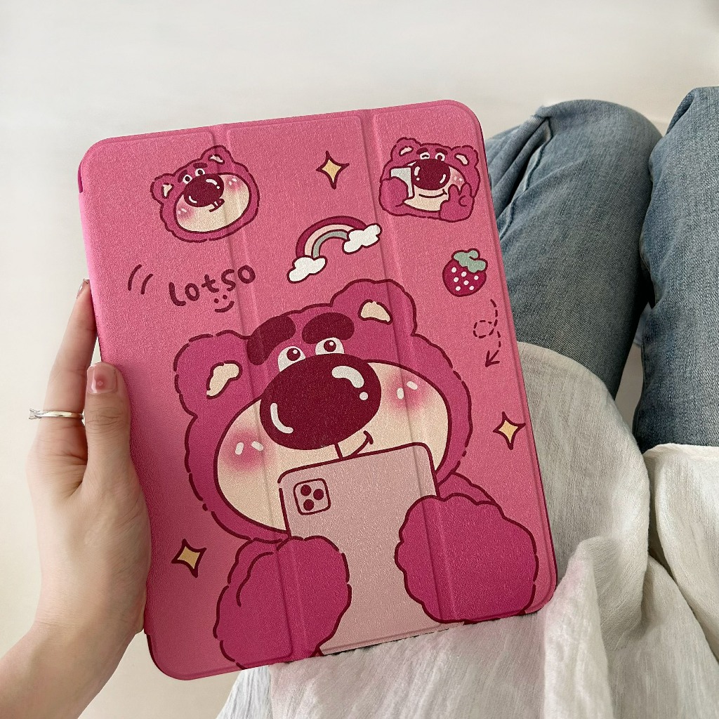 ล็อตโซ่สตอเบอรี่ เคสไอเเพดหลังใส สติกเกอรื รุ่น ไอเเพด mini1234 pro9.7 air1 10.2 air3 10.5 air4 10.9 gen7 gen8 gen5 gen6