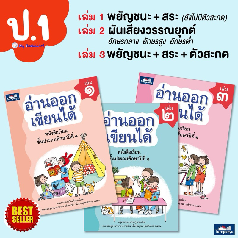 อ่านออกเขียนได้ ป.1 เล่ม 1 - เล่ม 3 มี 3 เล่ม ขายแยกเล่ม หนังสือเรียน ภาษาไทย อ่านออกเขียนได้ ธารปัญญา TP