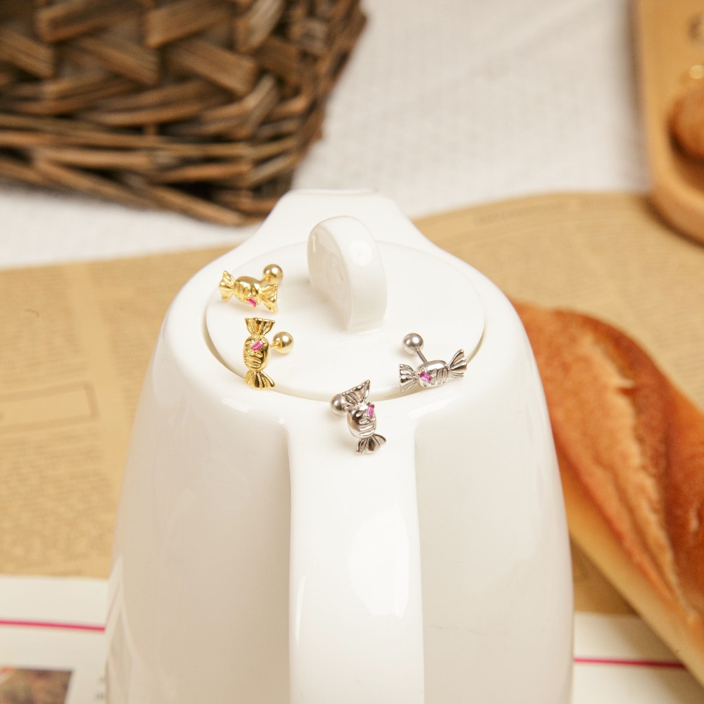 earika.earrings - toffy piercing จิวเม็ดกลมเงินแท้รูปลูกอมแคนดี้ เหมาะสำหรับคนแพ้ง่าย