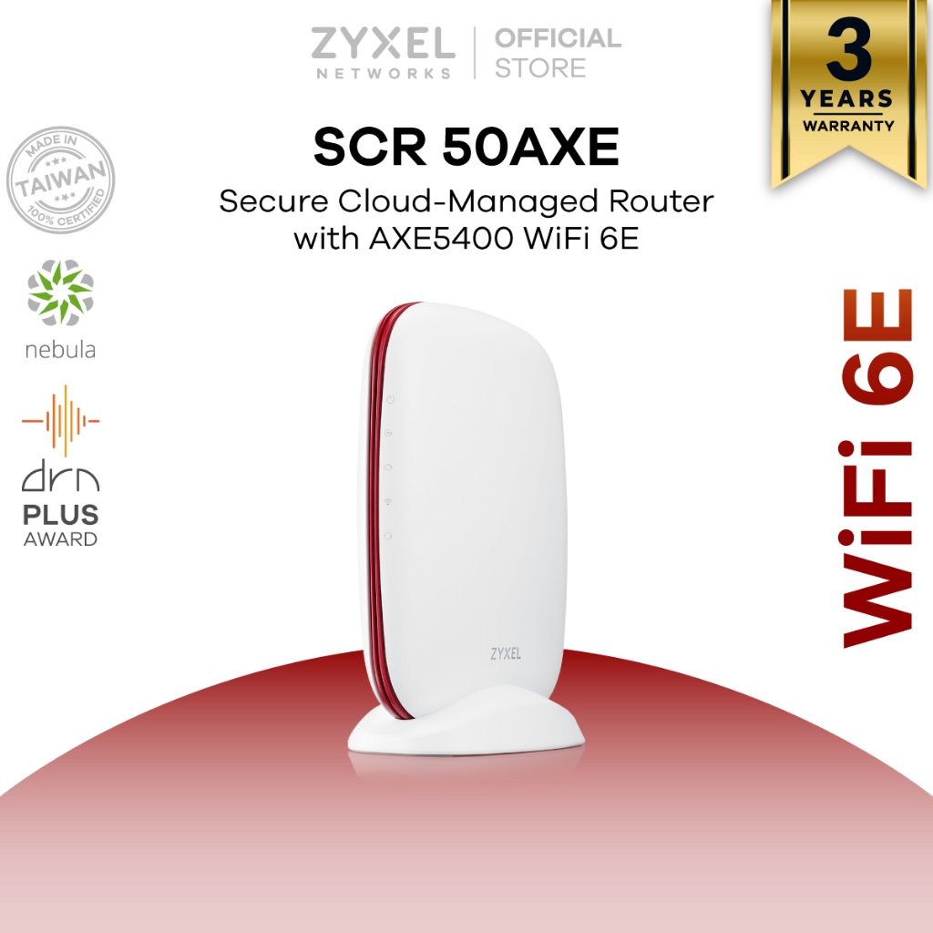 ZYXEL SCR 50AXE เราเตอร์ WiFi 6E AXE5400 Tri-Band Secure Cloud-managed Router