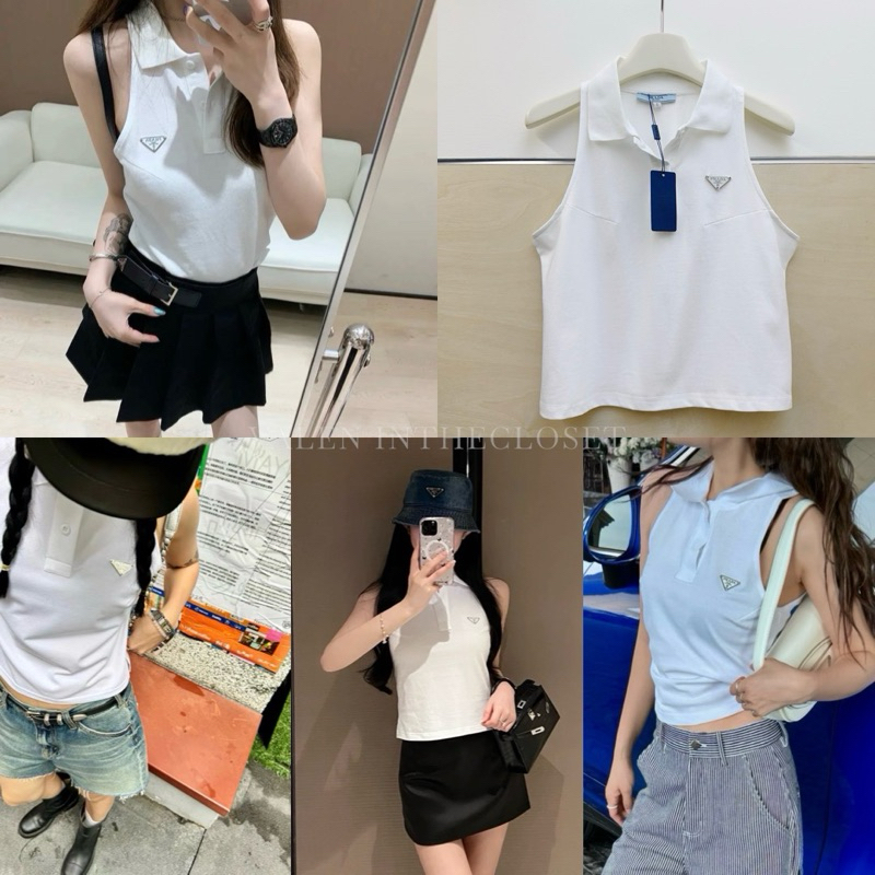 𝗣𝗗 𝗖𝗢𝗧𝗧𝗢𝗡 𝗣𝗢𝗟𝗢 𝗧𝗢𝗣 เรียบหรูติดแกรม ต้องรุ่นนี้เลย เสื้อแขนกุดคอปก มีกิมมิคติดโลโก้
