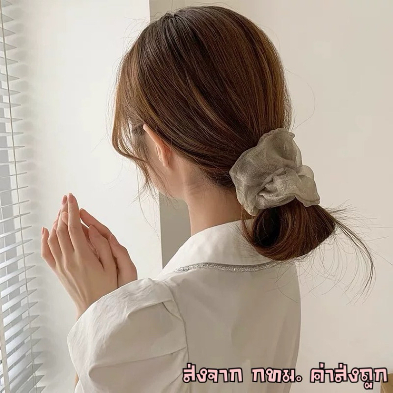 หนังยางรัดผม งานเกาหลี ชีฟองไฮโซ (รหัสY08)