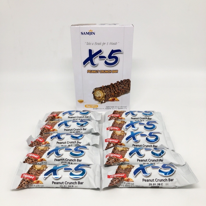 X-5 ช็อคโกแลต พีนัท ครั้นช์ บาร์ ขนมเกาหลี PEANUT CRUNCH BAR Original 크런치 바 - รูปที่ 2