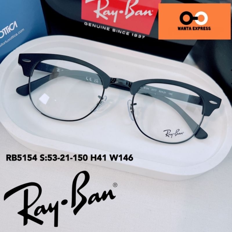 กรอบแว่นตา Club master Rayban RX 5154 แท้ ประกัน 2ปี พร้อมเลนส์ ตัดแว่น สายตาสั้น ยาว แว่นกรองแสง บลูออโต้ สั่งตัดเลนส์