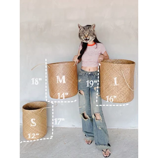 ตระกร้ากระจูดสานใบใหญ่มากใส่เสื้อผ้า ต้นไม้ ทนทาน