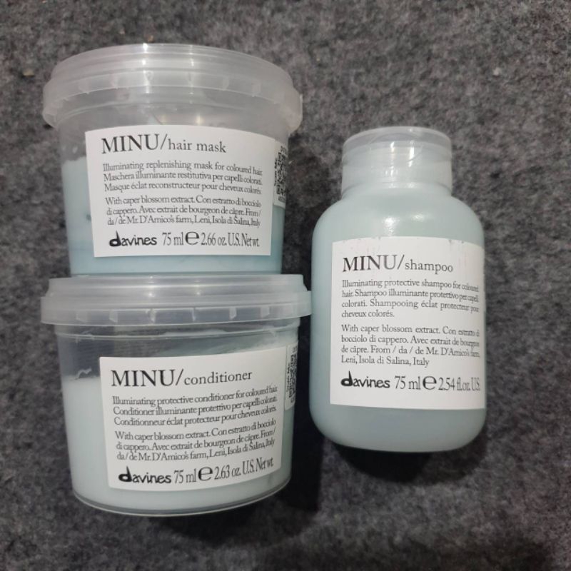 Davines MINU ขนาดทดลอง Shampoo /Conditioner /Hair Mask 75ml สำหรับผมทำสี รักษาสีผม เพิ่มประกายเงางาม