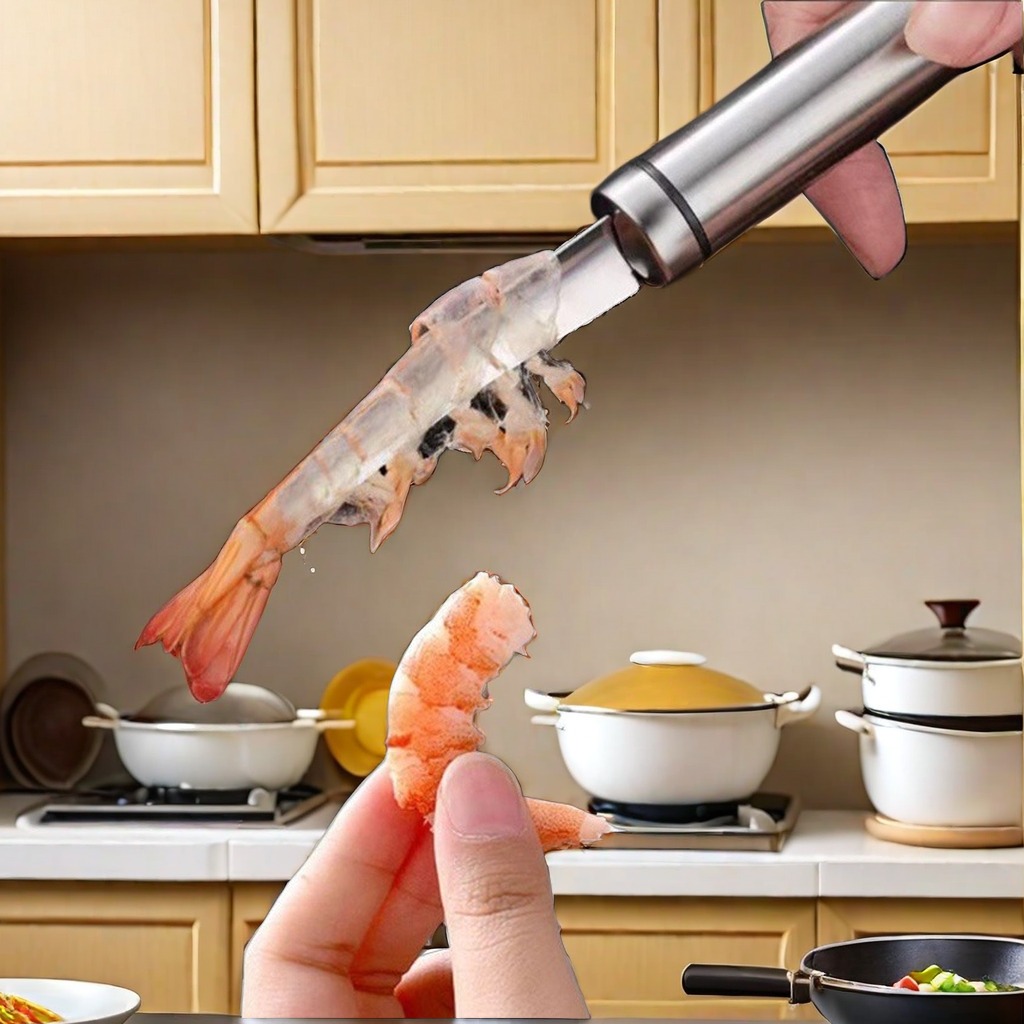 สแตนเลสมีดปอกเปลือกกุ้งอเนกประสงค์, มีดถอดเส้นกุ้ง, มีดเปิดพุงปลาสี