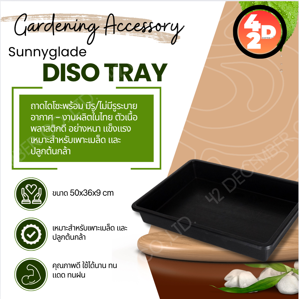 ถาดเพาะปลูก ถาดไดโซะ สำหรับเพาะชำ ที่ใส่กระถางแคคตัส ถาดเพาะเมล็ด (มีรู/ไม่มีรู)  50x35x8ซม.