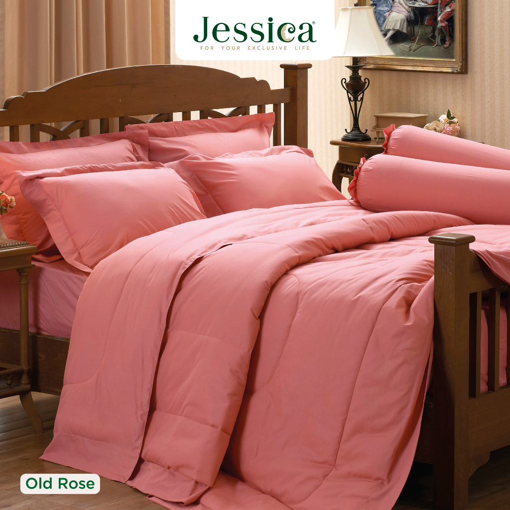JESSICA Cotton Mix (Old Rose-สีโอรส) ชุดเครื่องนอนจาก Jessica รุ่นสีพื้น สีเรียบสุดหรู ของแท้100%
