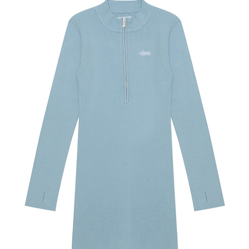 USED !!! APEE RIBBED ZIP-UP KNIT DRESS