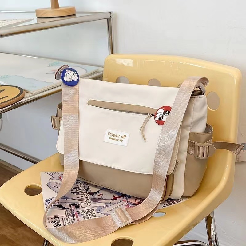 (P-014) กระเป๋าสะพายไหล่ เรียบง่าย กระเป๋าสะพายข้างน่ารัก ไนลอน ถุงผ้าใบ message bag - รูปที่ 3