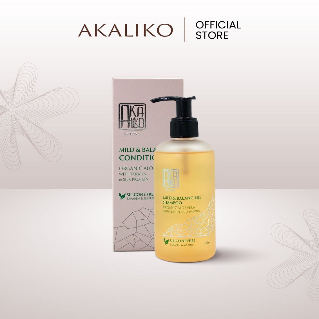 AKALIKO Aloe Vera Shampoo 250 ml. อะกาลิโก แชมพู ออร์แกนิค ถนอนเส้นผม Organic with Keratin and Silk Protein