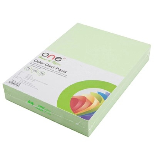 กระดาษการ์ดสี A4 180 แกรม เขียว (200แผ่น) ONE