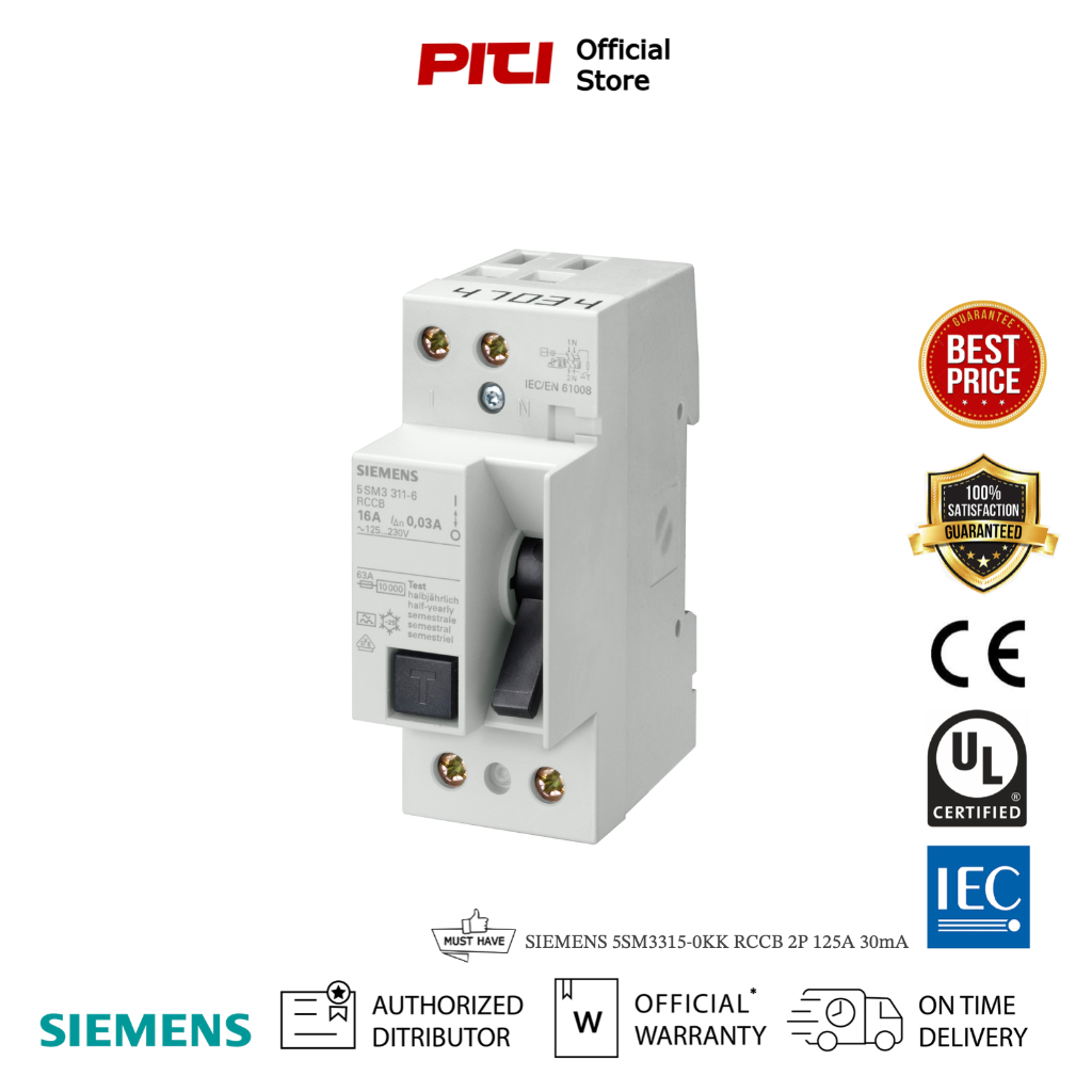 SIEMENS 5SM3315-0KK RCCB 2P 125A 30mA