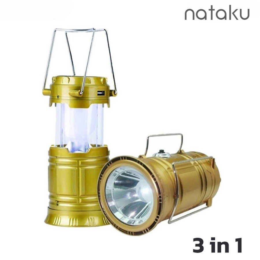 Nataku โคมไฟแค้มปิ้ง 2in1 หลอดLED ชาร์จไฟบ้านและโซล่าเซลล์
