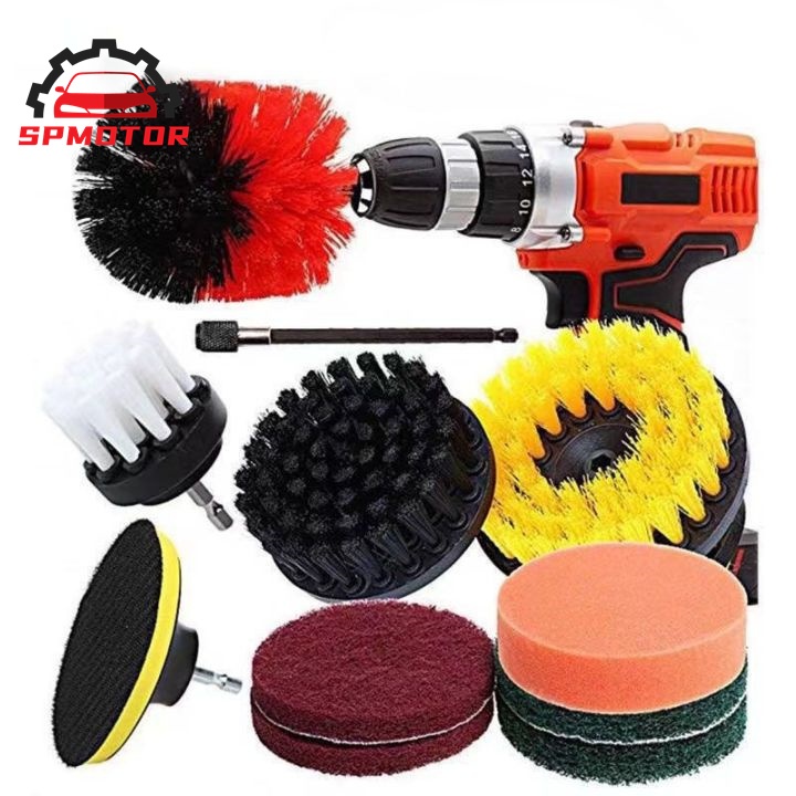 4/11Pcs เจาะ แปรงทำความสะอาด ชุด Power Scrubber สำหรับทำความสะอาด ห้องอาบน้ำ แปรงทำความสะอาดอ่างอาบน้ำ