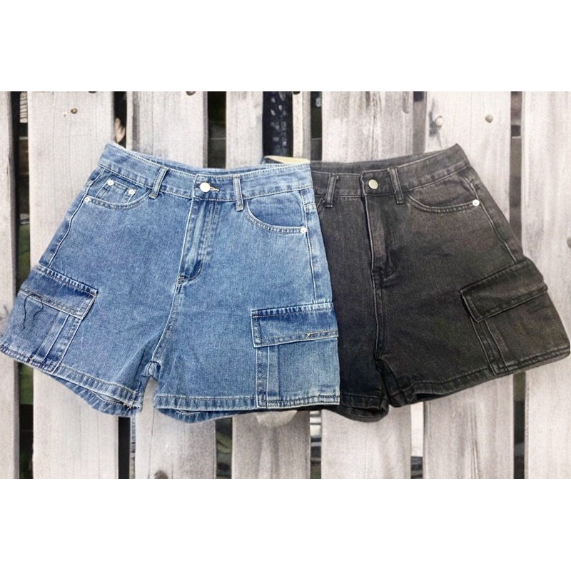 ใหม่ล่าสุด🎉ขาสั้นคารโก้ เอวสูง สียีนส์ฟอกและสีดำฟอกมีไซส์ S-6XL เอว 24-42” - รูปที่ 2