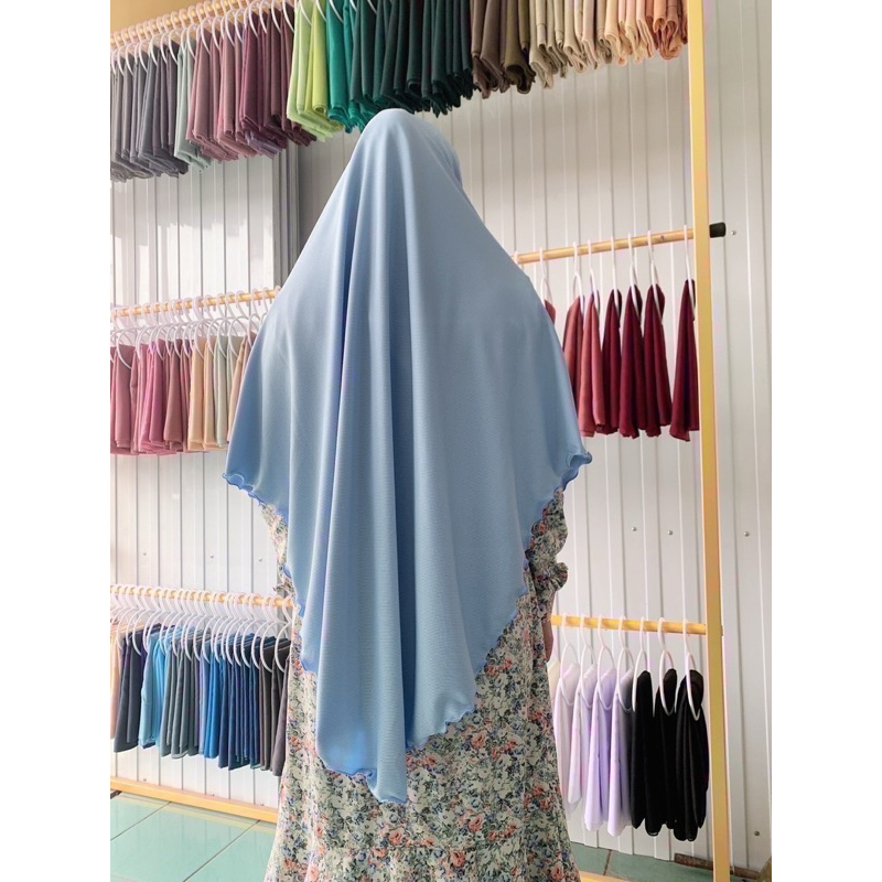 ผ้าคลุมฮิญาบ ผ้าร่องยืดสีพื้นทรงไข่ สวมสำเร็จ