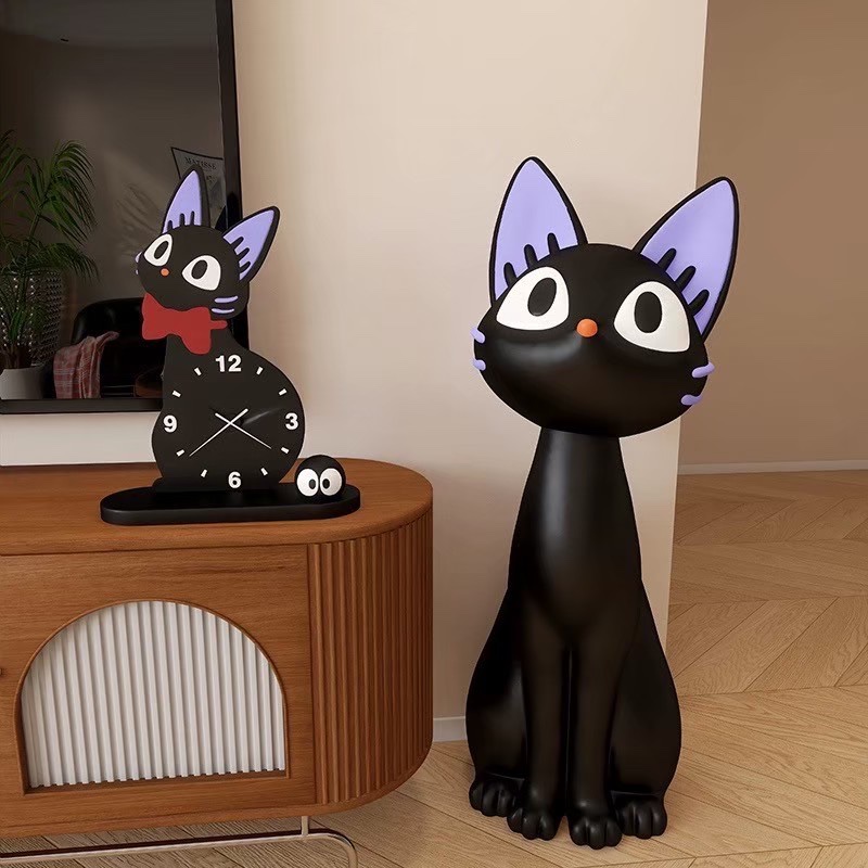 🐈‍⬛โมเดลแมวตกแต่งบ้าน ฟิกเกอร์แมวดำวางข้างทีวี cat figure Jiji cat