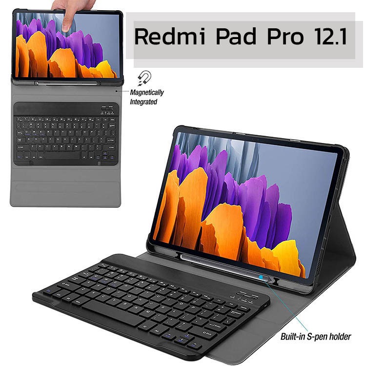 ไทย-อังกฤษ ** มีรางใส่ปากกา** Keyboard Case เคสคีย์บอร์ด เคส สำหรับ Redmi Pad Pro 12.1 นิ้ว