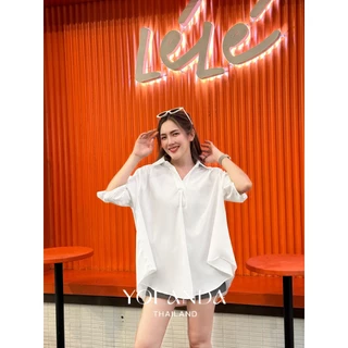 Yolanda เสื้อเชิ้ต เชิ้ตแฟชั่น มีกระดุมเก็บแขน ผ้านุ่มลื่น เสื้อผ้าผู้หญิง FF1003