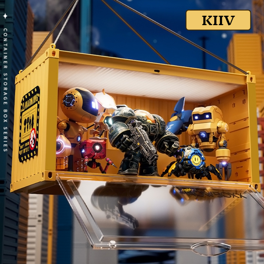 KIIV ตู้ใส่โมเดล กล่องโมเดล กล่องโมเดลมีไฟ พลาสติกอย่างดี กล่องอะคริลิค กล่องใส่ art toy