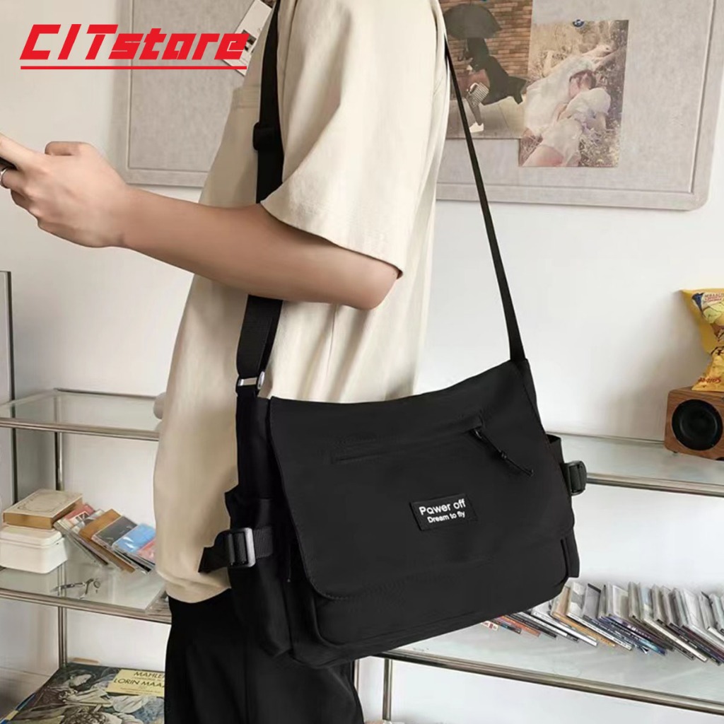 กระเป๋าสะพายไหล่ สไตล์ญี่ปุ่น ฮาราจูกุ เรียบง่าย สําหรับผู้ชาย นักเรียน