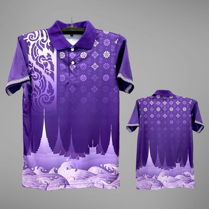 Oxy shop เสื้อคอปกลายไทย-04 เนื้อผ้าเกรดพรีเมียมนิ่มใส่สบาย (S-6XL)