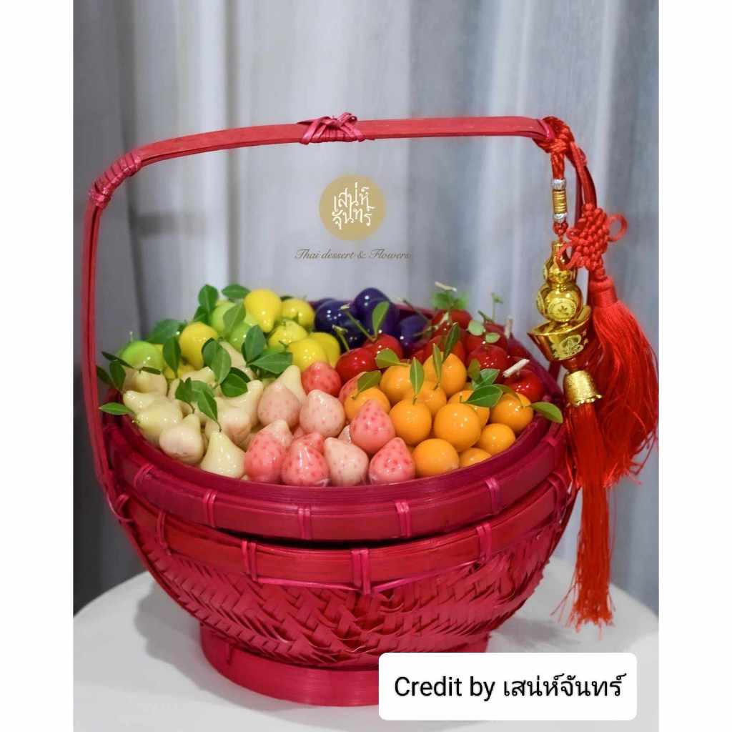 ฮวยน้า ตะกร้าส้มมงคล ทรงจีน (สีแดง) ขนาด 8x6 นิ้ว ตรุษจีน ใส่ส้มได้ 4-8 ลูก ปิ่นโตสีแดง (สินค้าพร้อมส่ง)