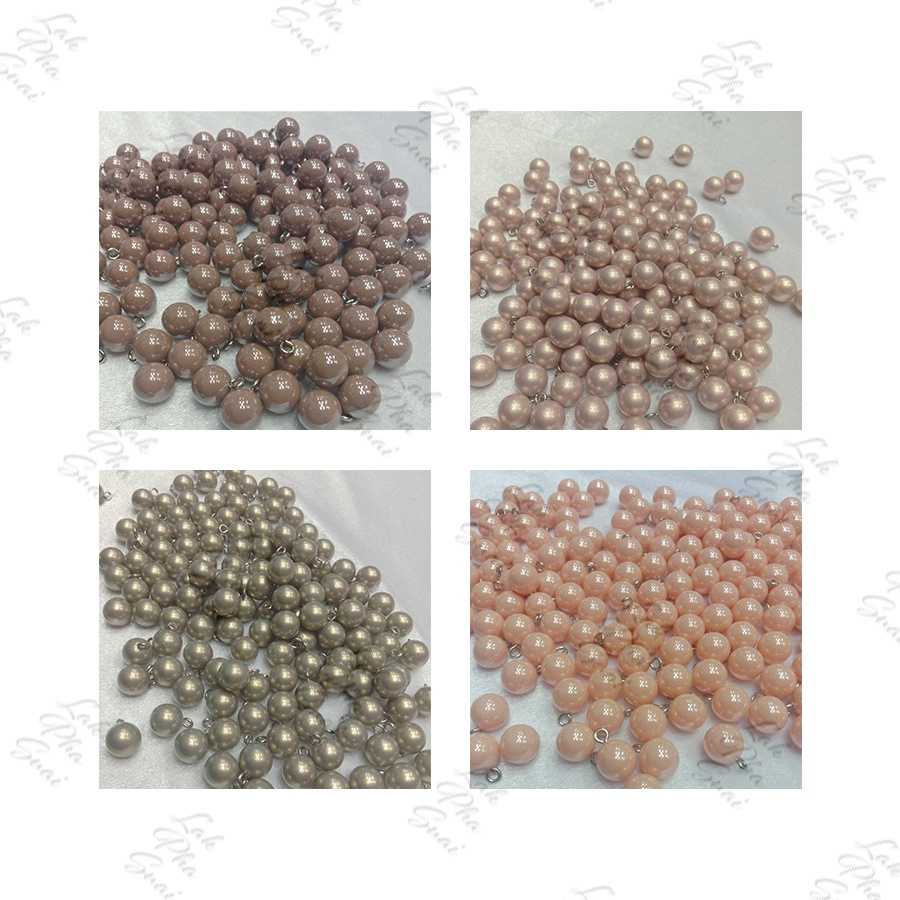 กระดุมมุกกลมตูดห่วง สีวินเทช สีพาสเทล เส้นผ่าศูนย์กลางขนาด 12มิล ขาย เป็นห่อ 1ห่อ (มี 5เม็ด)