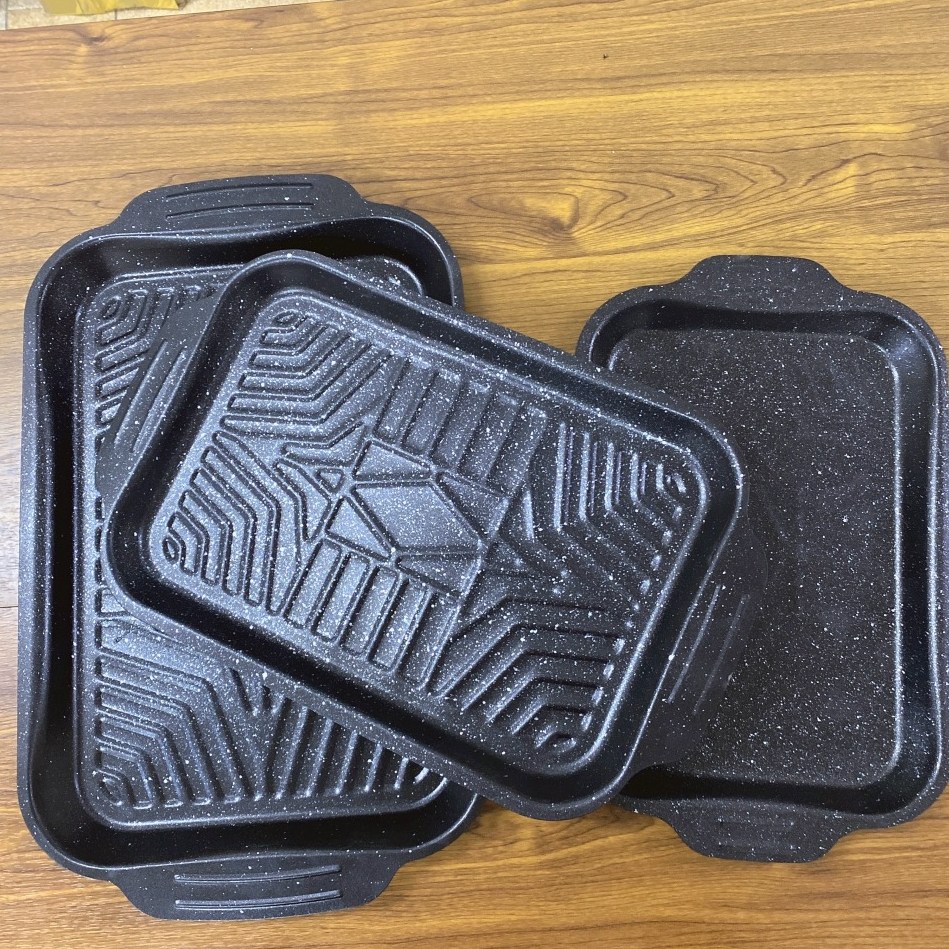 กระทะปิ้งย่างทรงเหลี่ยม เคลือบ non-stick มี3ขนาด เล็ก/กลาง/ใหญ่