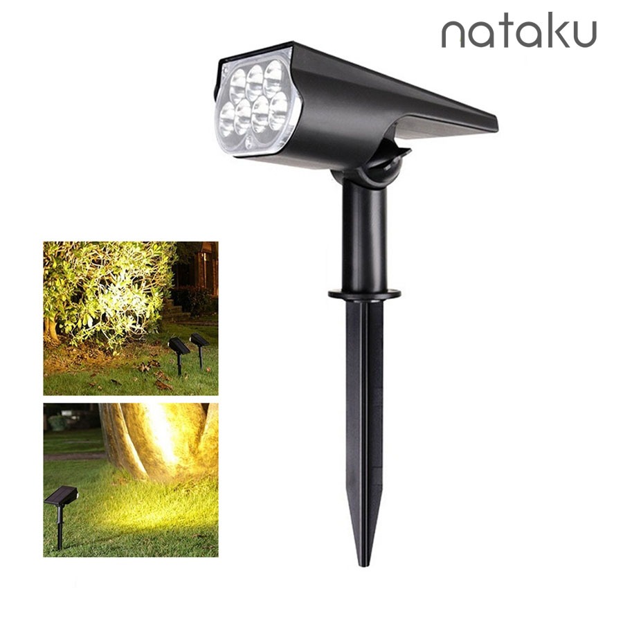 Nataku ไฟปักสนาม โคมไฟโซล่าเซลล์ LED ฝังพื้น ปรับได้ 150 องศา สว่างอัตโนมัติ กันน้ำ
