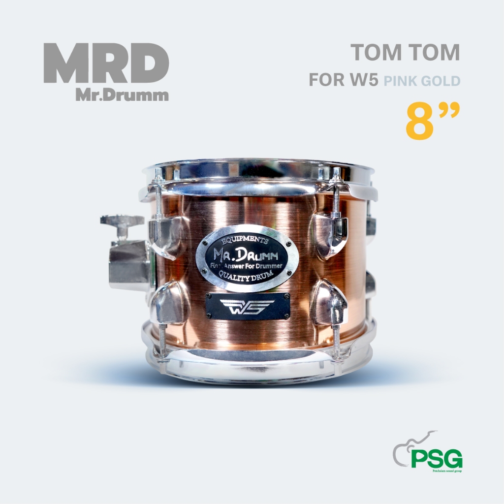 MR.DRUMM : TOM TOM 8” POPLAR WOOD ( 5 LUG ) Pink gold