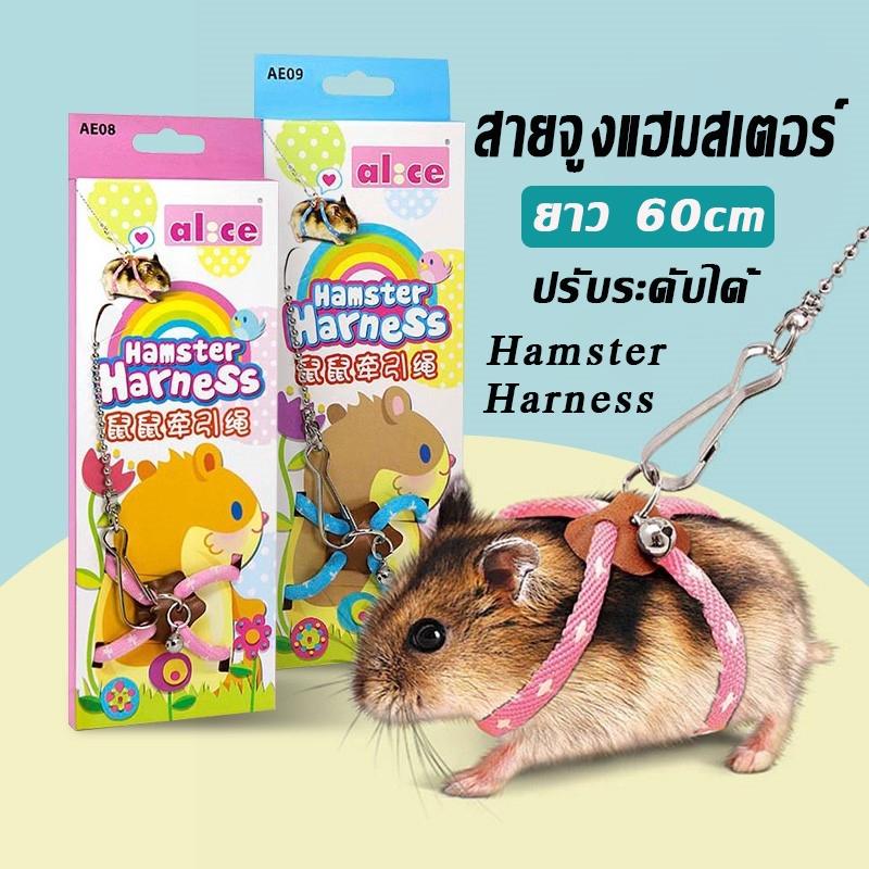 สายจูงแฮมสเตอร์ สายรัดอก สายจูงกระรอก ชูการ์ ดอร์เมาส์ ปรับระดับได้ แบบมีกล่อง พร้อมส่ง
