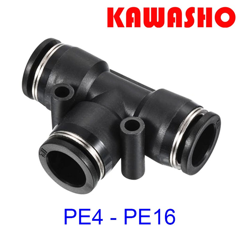 ข้อต่อลม PU สามทาง สามทางตัวที เสียบสายลม3ด้าน TEE Air ‎Fitting PE4 - PE16 (SPE) KAWASHO