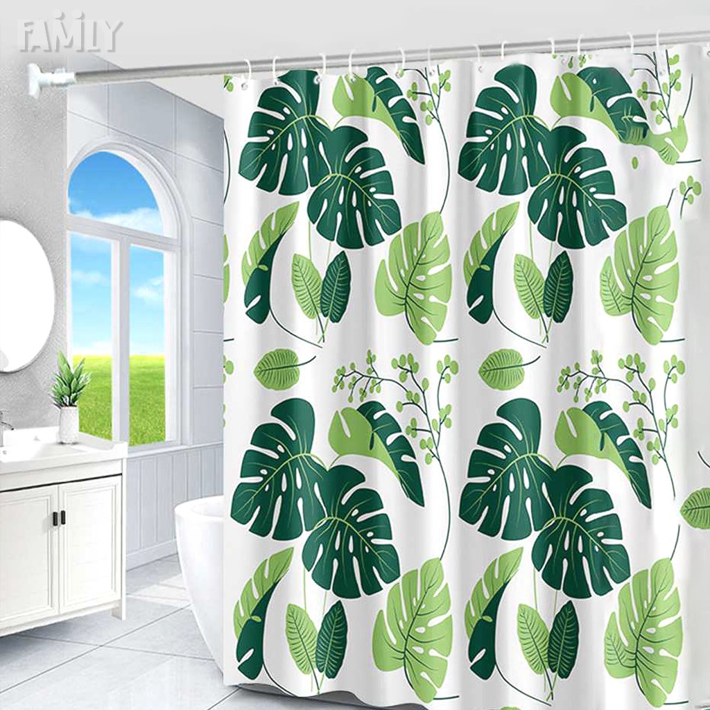 ม่านห้องน้ำ ม่านกันน้ำ ม่านพลาสติกPEVA ขนาด180x180ซม. ฟรีตะขอ C-Hook