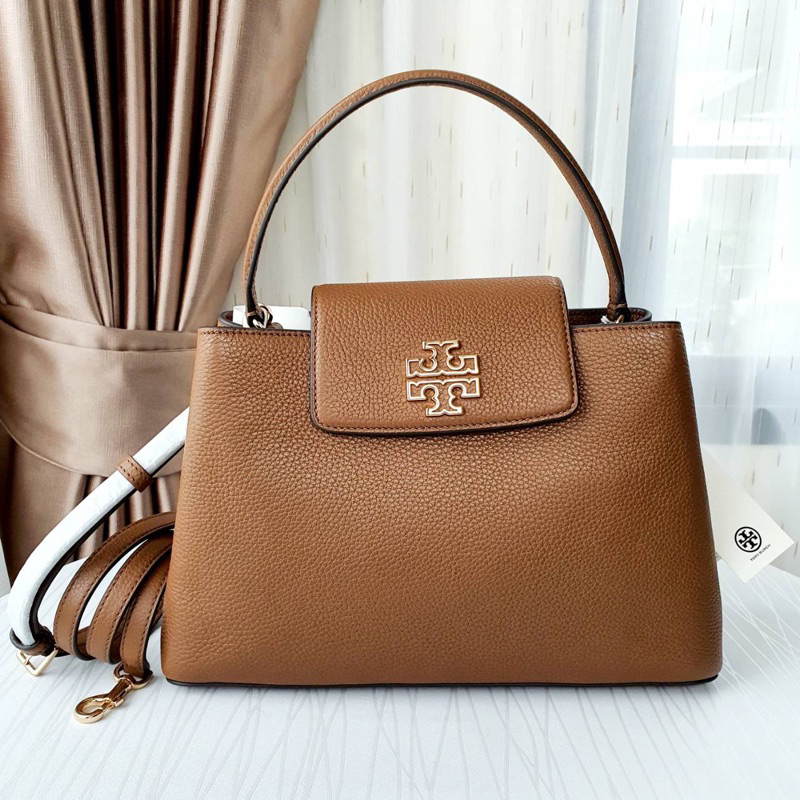 ใบใหญ่ มีสามสี 140972 141043 Britten  With Gold Hardware Pebbled Leather Women's Satchel Bag
