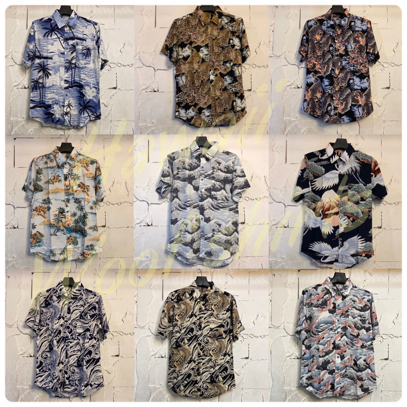 เสื้อเชิ้ตฮาวายผ้าเรยอนM-4XL ใส่สบายไม่ร้อน 9 ลายสุดฮิต [อก40-52] เสื้อเชิ้ตฮาวายผ้าเรยอน