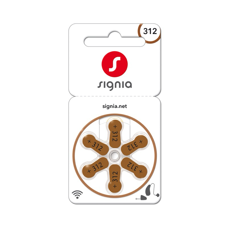 ถ่านเครื่องช่วยฟังยี่ห้อ Signia เบอร์ 312 (สีน้ำตาล)