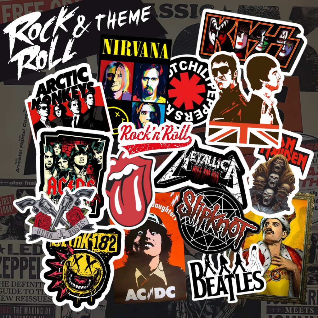 สติ๊กเกอร์ธีม Rock n roll สติ้กเก้อแปะ Notebook, Skateboard, Ipad, โต๊ะ
