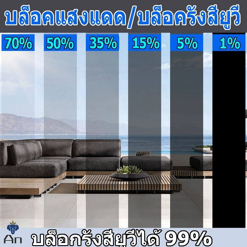 ซื้อ 1แถม 2 ขนาดเต็ม ฟิล์มติดกระจก กันความร้อน กันรังสี UV 99% ฟิล์มปรอท Window Film ฟิล์มกรองแสง รถยนต์ ฟิล์มอาคาร