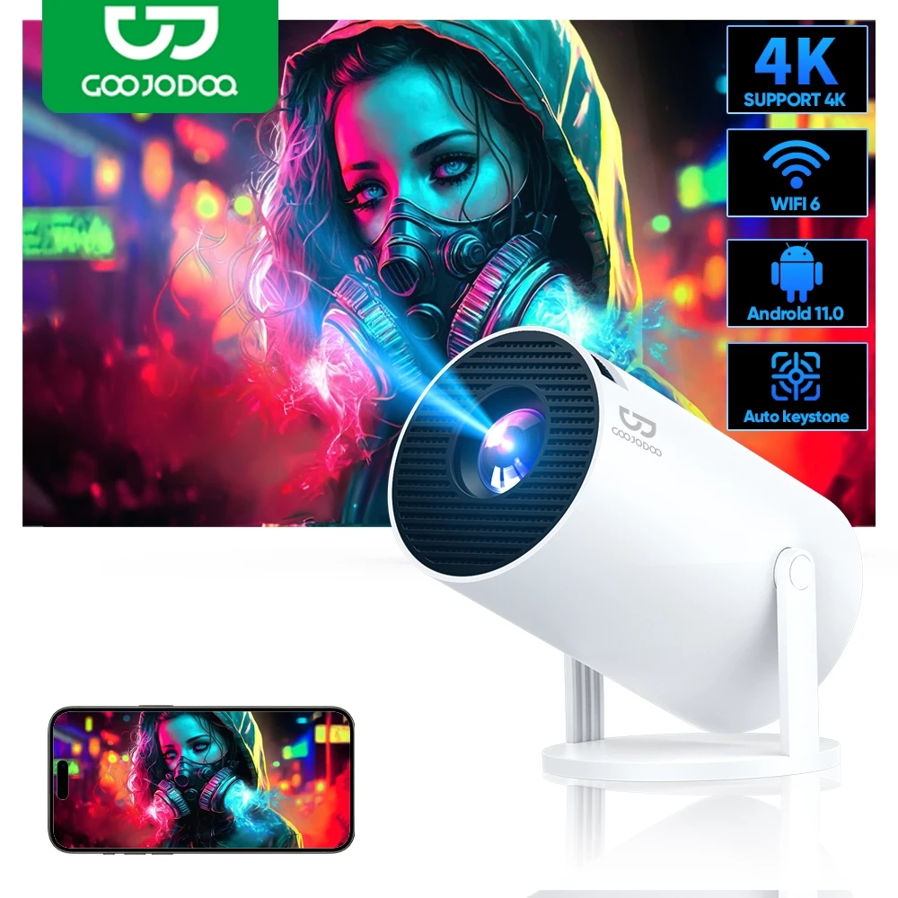 GOOJODOQ HY300 Pro/Pro+/Ultra โปรเจคเตอร ์ แบบพกพา Android 11 270° ฟรีมุมบลูทูธ 5.0