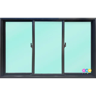 [สินค้ามี รับประกัน!!] หน้าต่างขนาด 110x150 ซม.หน้าต่างอลูมิเนียม MC หน้าต่างบานเลื่อน3ช่อง ล็อคกลาง