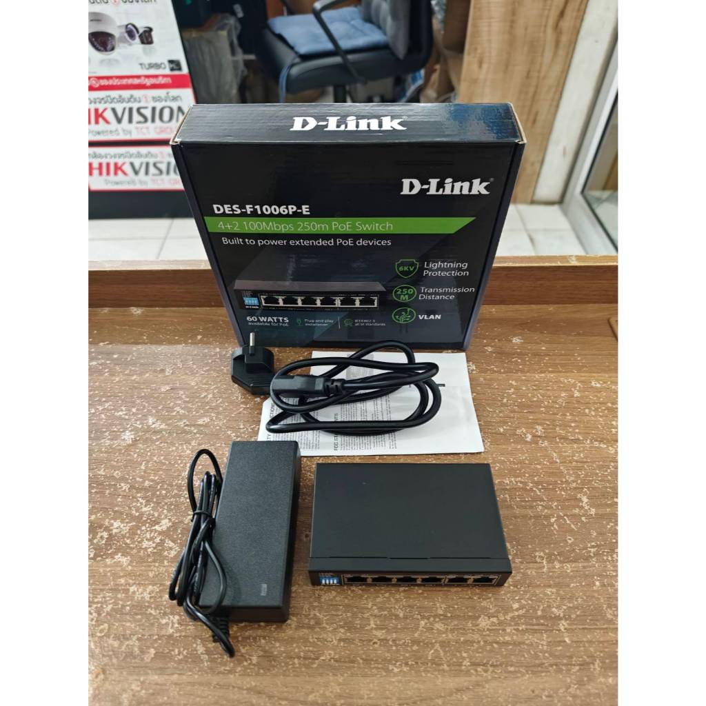 สินค้ามือสอง D-LINK DES-F1006P-E 250M 6-Port Switch with 4 PoE Ports and 2 Uplink Ports