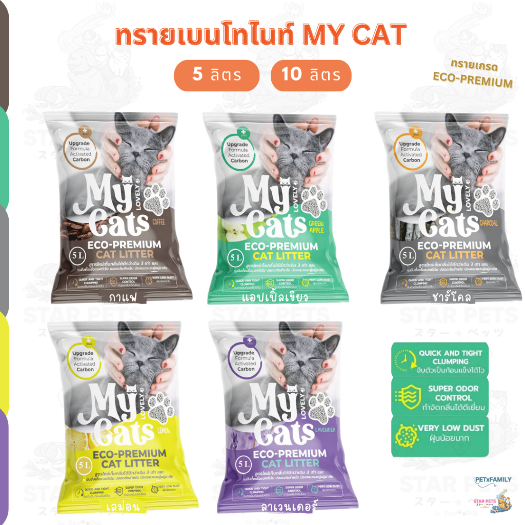 ทรายแมวมายแคท My Cat ทรายแมว เบนโทไนท์ ขนาด 10 ลิตร (มี 5 กลิ่น)