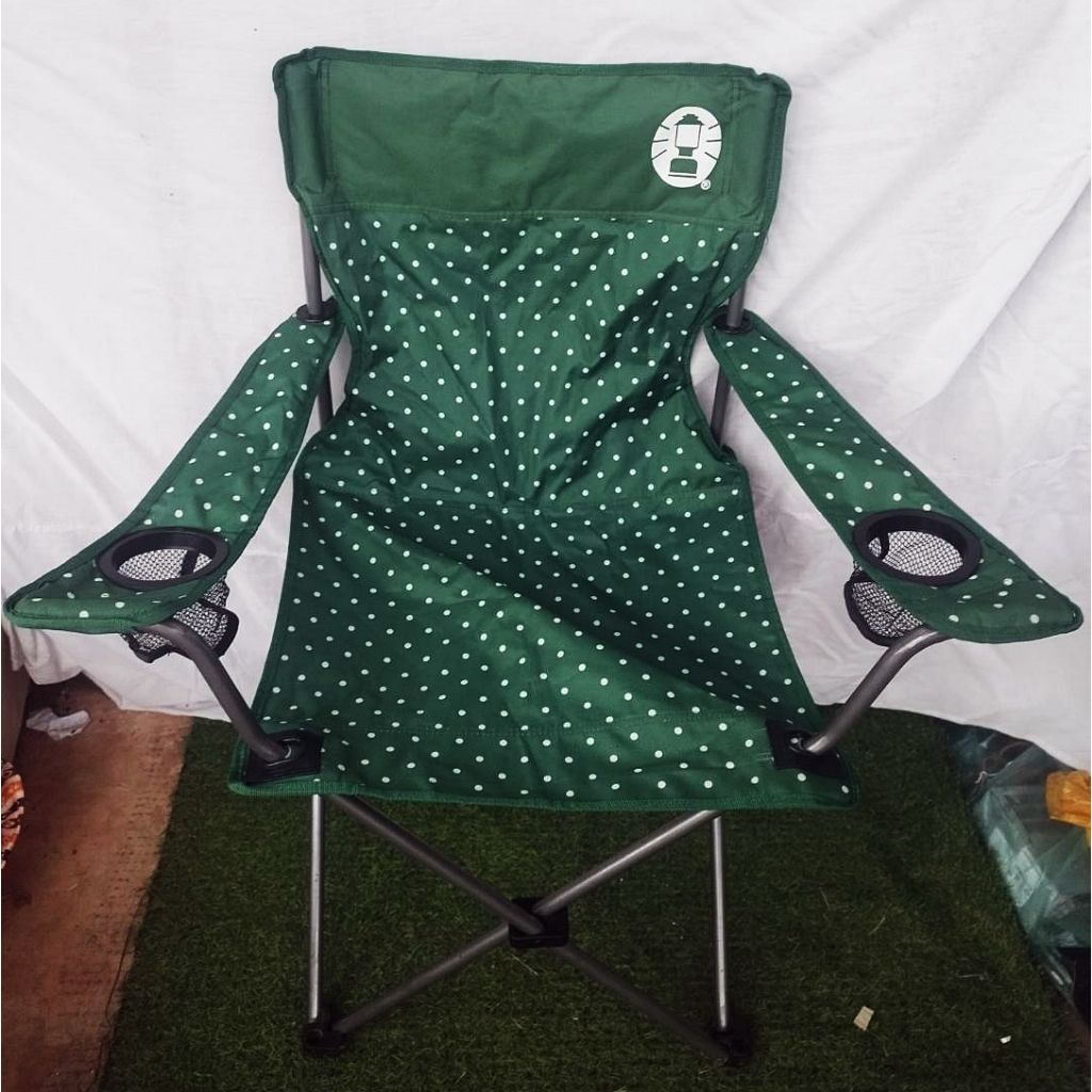 เก้าอี้แค้มป์ปิ้ง Coleman Resort Chair (Green Dot) มือสองสภาพดี สวย พร้อมถุงใส่ นำเข้าจากญี่ปุ่น